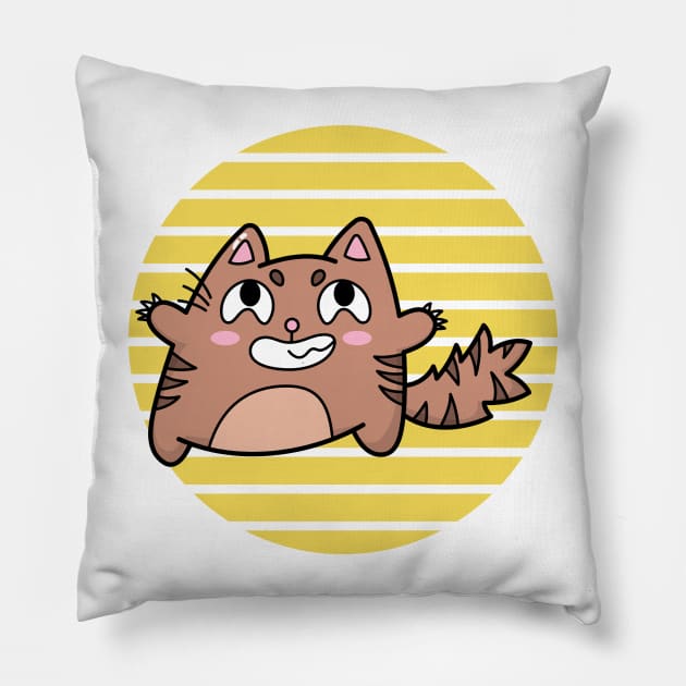 Cat Star Against Yellow Moon Pillow by PosterpartyCo