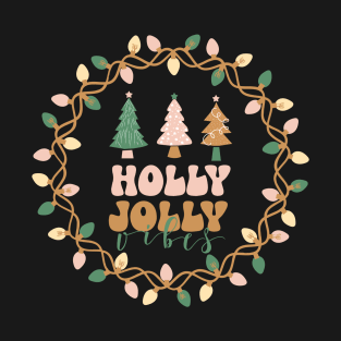 Holly Jolly Vibes Retro Boho Christmas T-Shirt