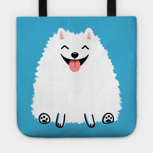 Cute White Pomeranian Cartoon Dog Tote