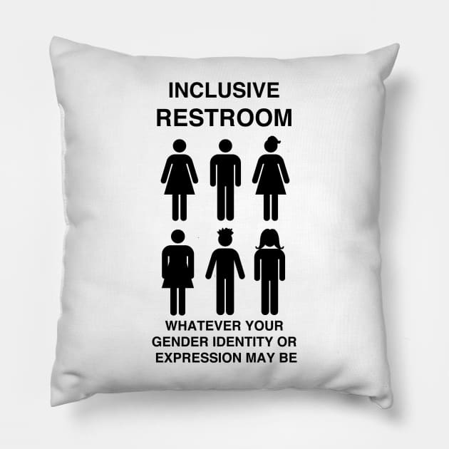 Inclusive Restroom Sign Pillow by wanungara
