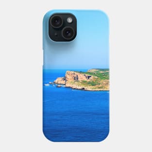 View from Tremiti Islands at a green-topped island, motorboats, Adriatic Sea Phone Case