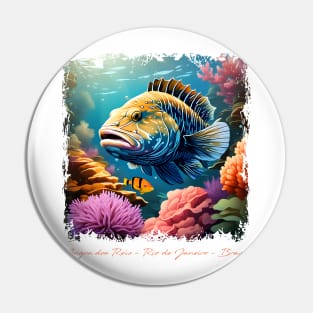 Colorful Grouper fish t-shirt Pin