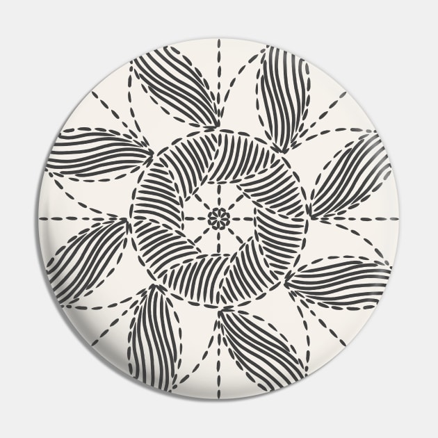 Boho charcoal and off-white circle artwork. Original hand-drawn boho sun pattern. Calm black and white trendy pattern in minimalistic style. Pin by ChrisiMM
