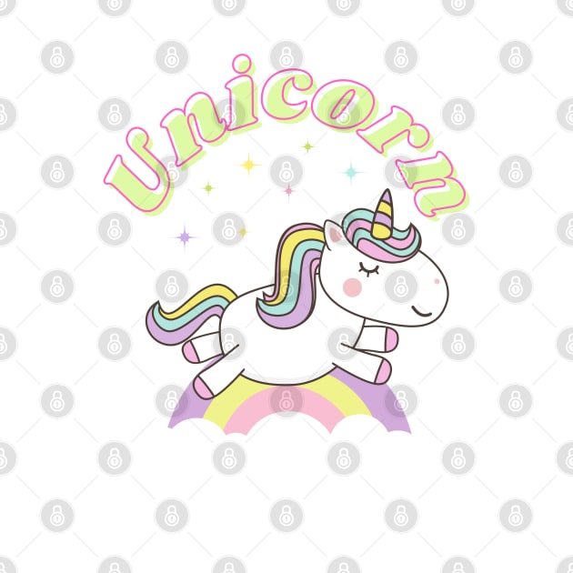 Cute Unicorn With Stars and Rainbow by teezeedy