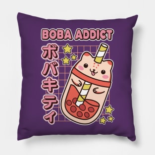 Boba Addict Cute Kawaii Cat Bubble Tea Cup Pillow