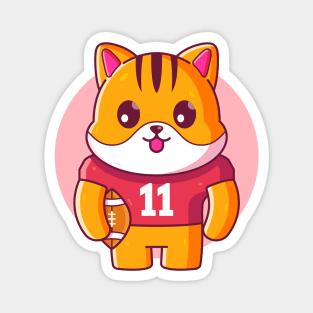 Cute Cat Rugby American Football Magnet