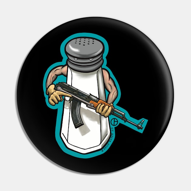 A Salt With A Deadly Weapon Pin by Art from the Blue Room