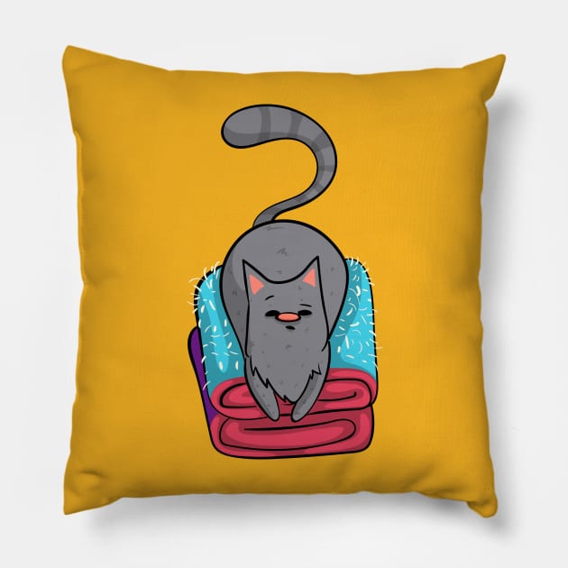 Russian Blue Cat - Fur Shedder Print Pillow by KPrimeArt