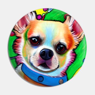 Chihuahua Dog Rainbow Painting Pin