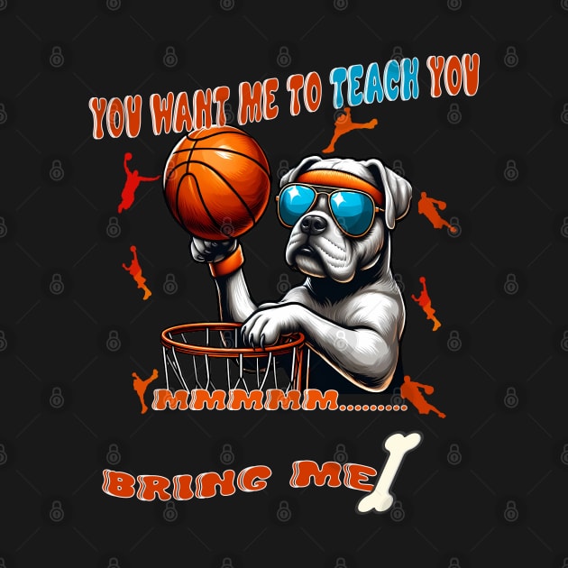 funny dog basketball player wearing glasses teach boys men by WOLVES STORE