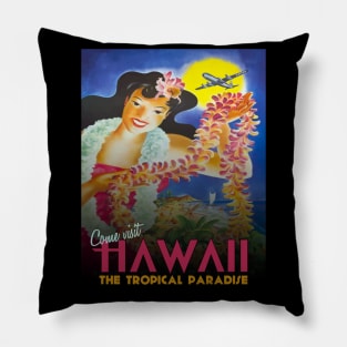 Hawaii Vintage Travel Poster Pillow