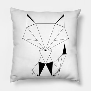 Geometric Fox Black Pillow