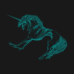 Nightmare Unicorn, Teal Outline T-Shirt