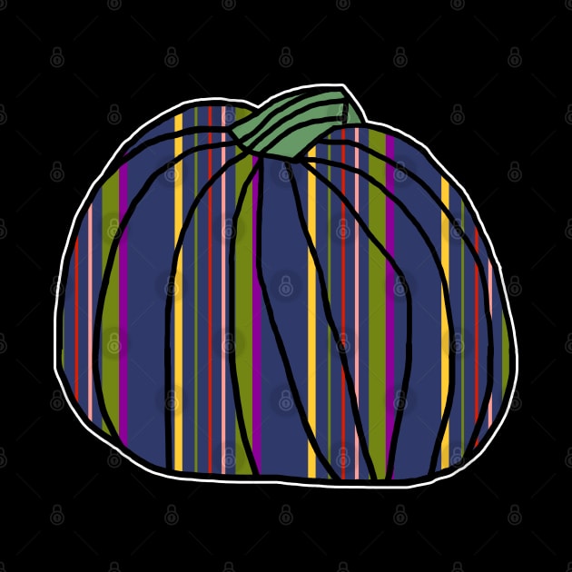 Halloween Horror Pumpkin Dark Blue Stripes by ellenhenryart