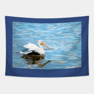 American White Pelican on Blue Water by Debra Martz Tapestry