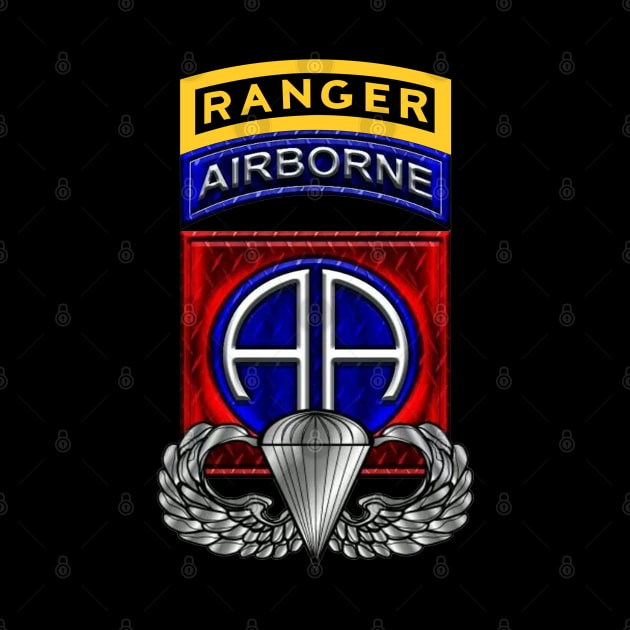 82nd Airborne Division with Ranger Tab- Distressed Veterans Day Gift by floridadori