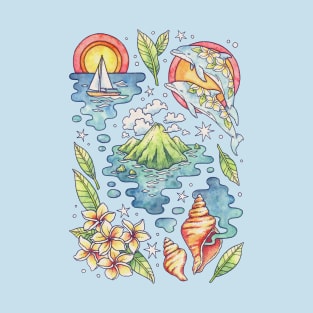 Private Island I | Ocean Tropical Beach Art T-Shirt