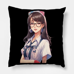 Nerd Asian Schoolgirl Pillow