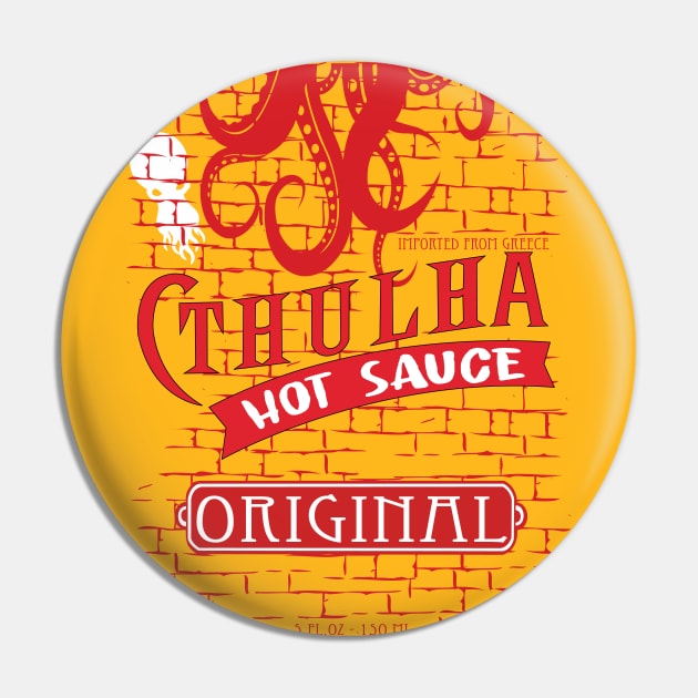 Cthulha Hot Sauce Pin by GarBear Designs