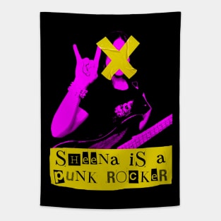 the punk rock girl play guitar pink and tape Tapestry