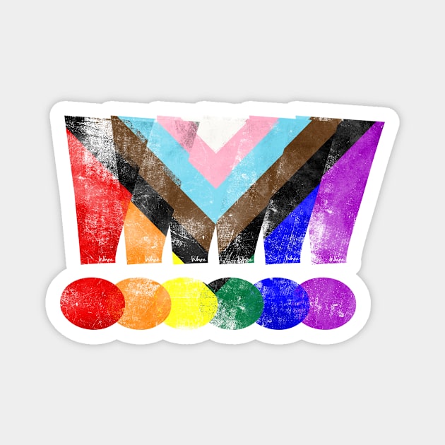 LGBTQ Progress Pride Grunge Exclamation Points Magnet by wheedesign