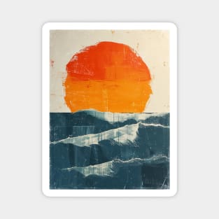 sunset and waves Magnet