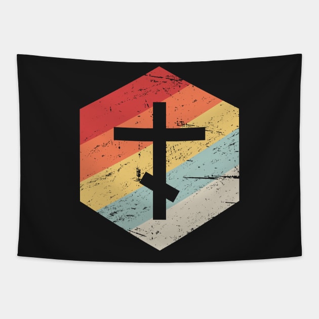 Orthodox Church Cross | Retro Christian Icon Tapestry by MeatMan