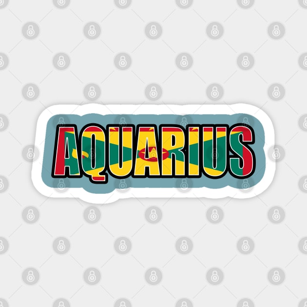 Aquarius Grenadian Horoscope Heritage DNA Flag Magnet by Just Rep It!!