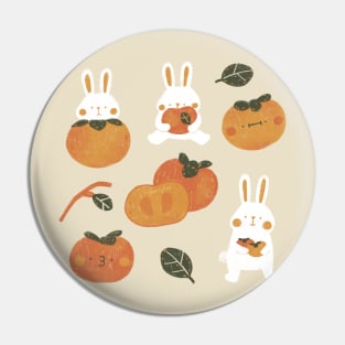 Persimmon Bunnies Pin