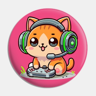 Cute Cat Playing Game Console Pin