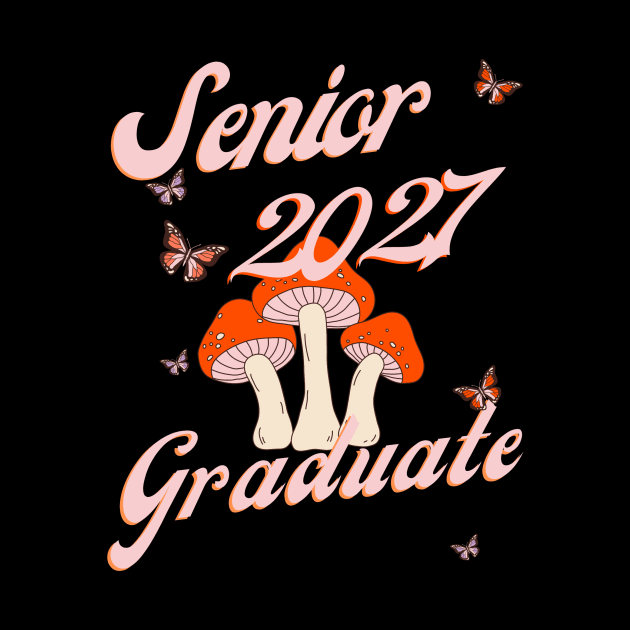 Retro Mushroom Senior 2027 Graduate by Indecott