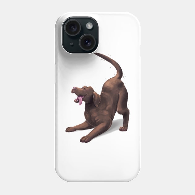 Chocolate Lab - Play Pose Phone Case by Rowena Aitken