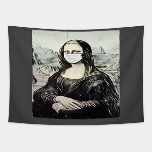 Even Mona Lisa Wears a Mask Tapestry