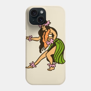 Retro Hawaiian Hula Girl Illustration Phone Case