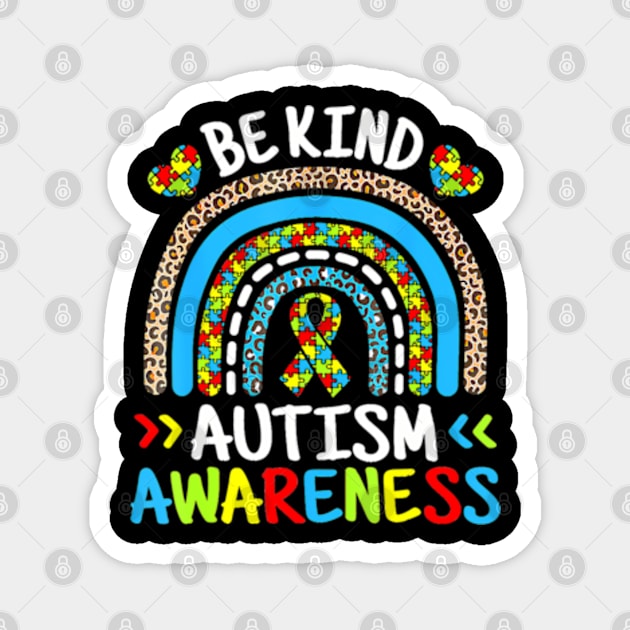 Be Kind Autism Awareness Month Blue Leopard Magnet by ZOLOTEE