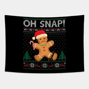 Gingerbread Man Cookie Ugly Sweater Oh Snap Christmas Tapestry