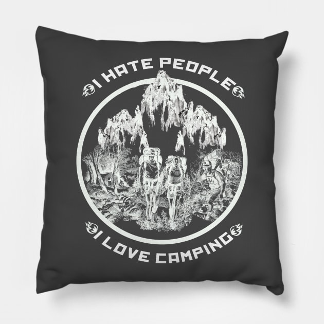 I hate people I love camping Pillow by limerockk