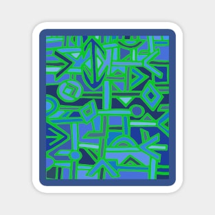 BaKuba Abstract - Navy Green Magnet