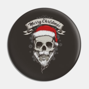 Vintage Santa Claus Skull Christmas Pin