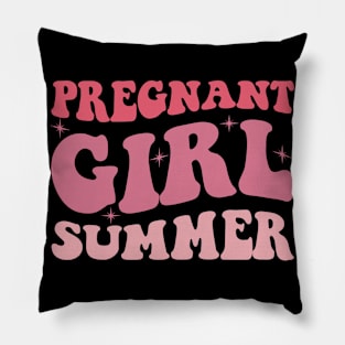 Pregnant Girl Summer Pregnancy Reveal Baby Shower Pillow