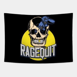 Ragequit Gamer Skull Tapestry