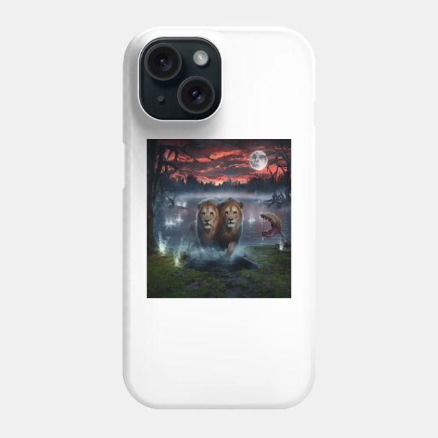 AI generated lost lion with two heads Phone Case by Catbrat