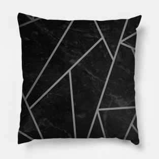 Silver and Black Marble Pillow