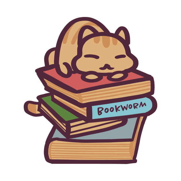 Sleepy Bookworm Cat by ThumboArtBumbo