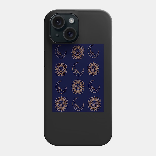 Sun and moon pattern print Phone Case by KellyJay96