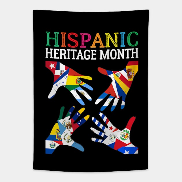 Hispanic Heritage Month Latino Countries Flags Proud Spanish Speaking American Tapestry by dianoo