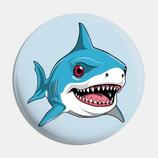 Scary Cute Great White Shark Graphic Design Pin