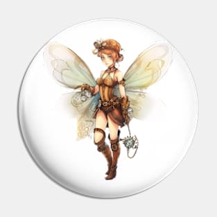 Watercolor Steampunk Fairy Girl #5 Pin