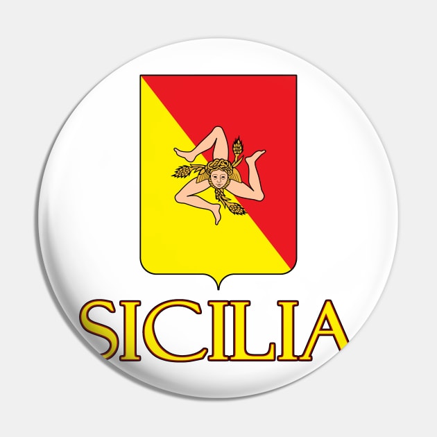 Sicilia (Sicily) Italy - Coat of Arms Design Pin by Naves