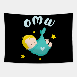 Baby on my Way OMW funny Birth Announcement Gift Tapestry